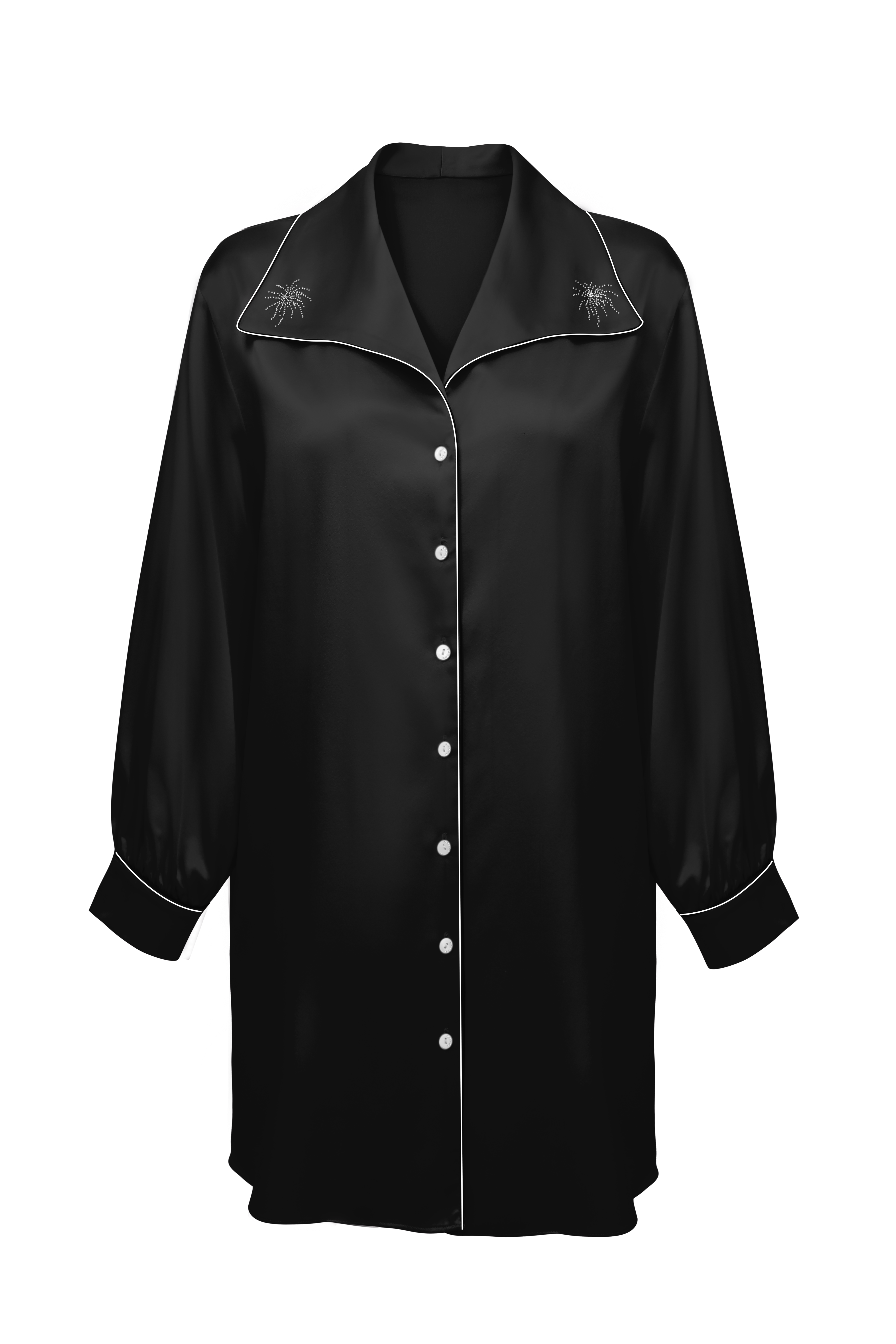 Lume  - 22 mm embroidery silk shirt dress