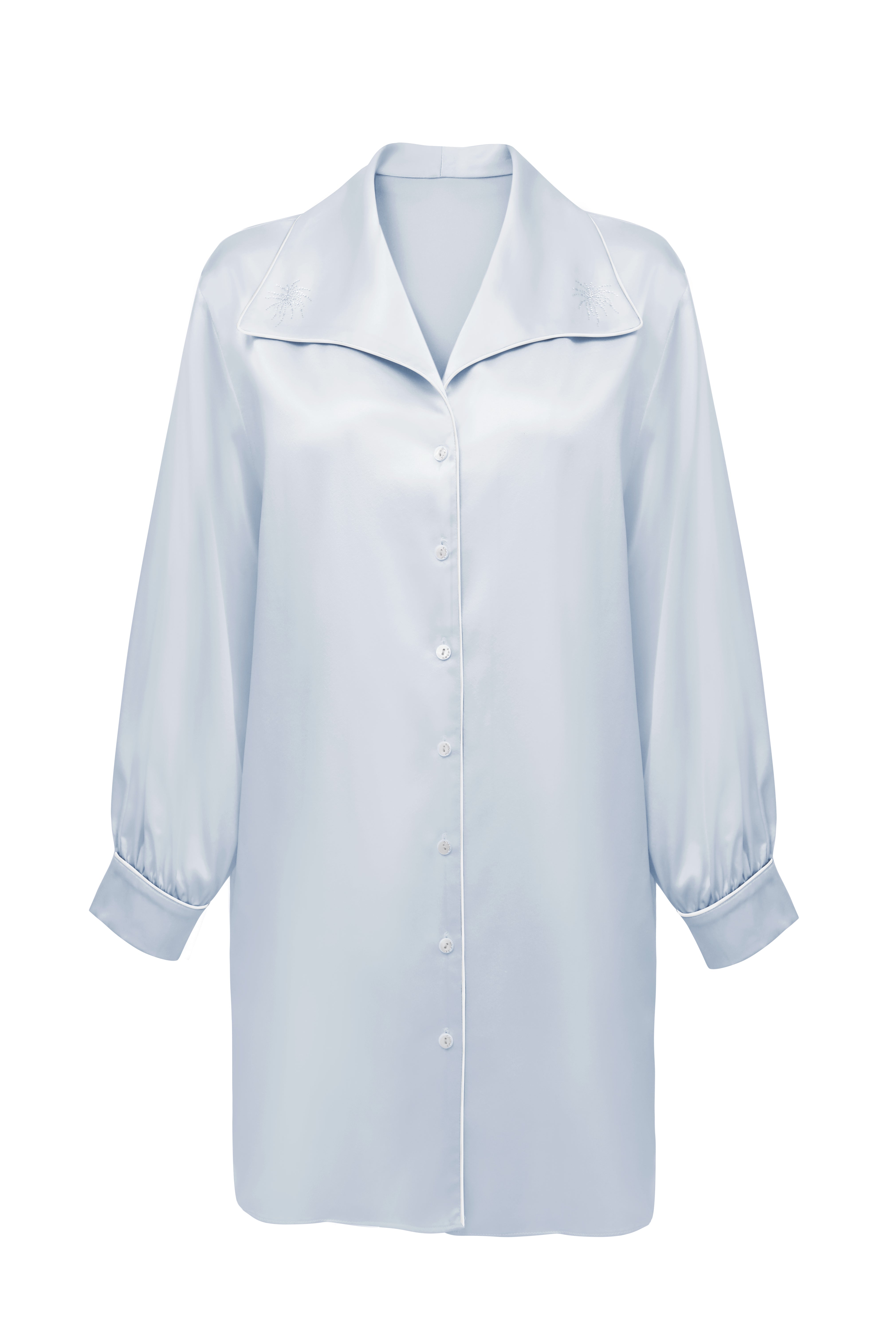 Lume  - 22 mm embroidery silk shirt dress