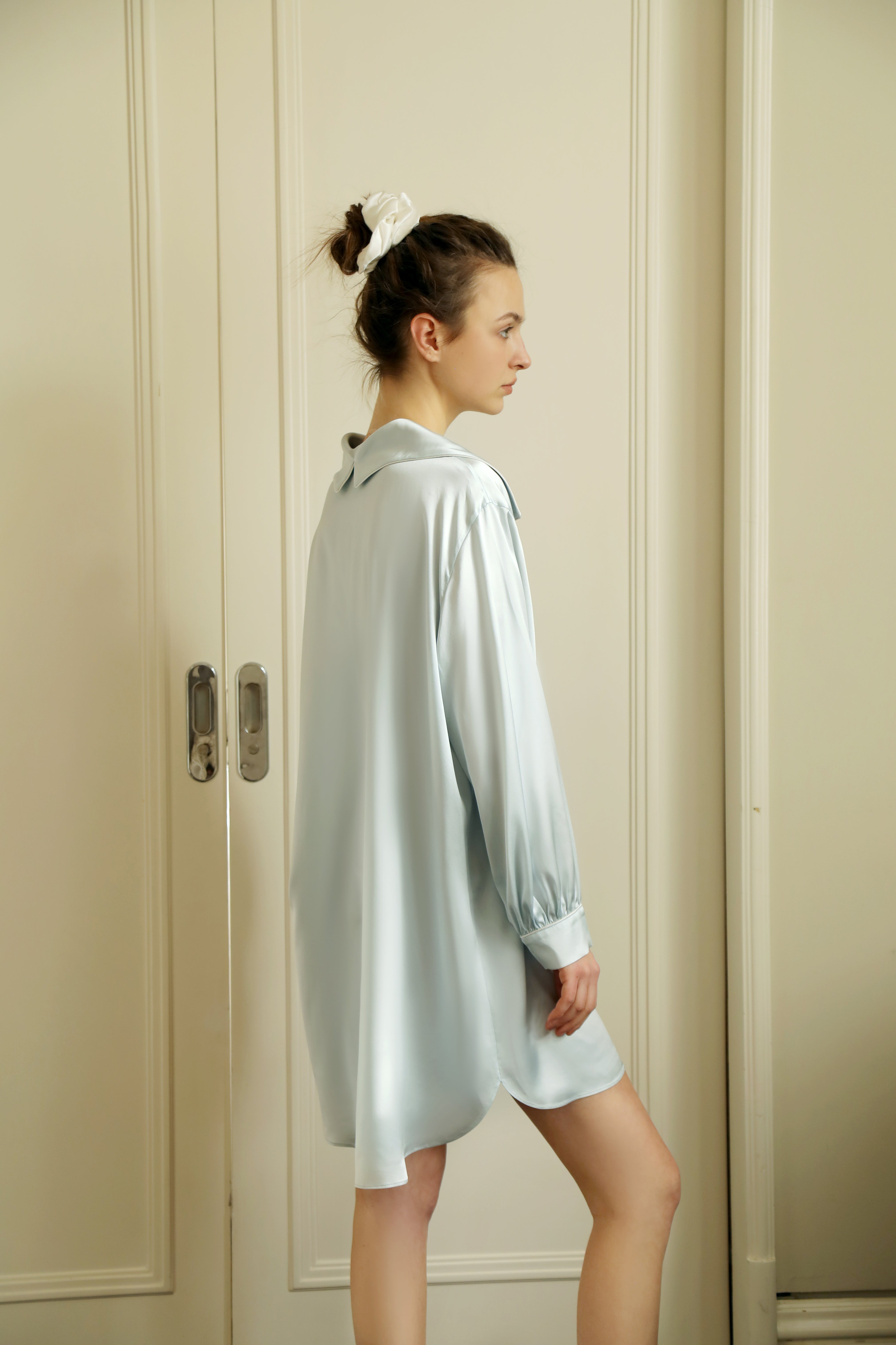 Lume  - 22 mm embroidery silk shirt dress