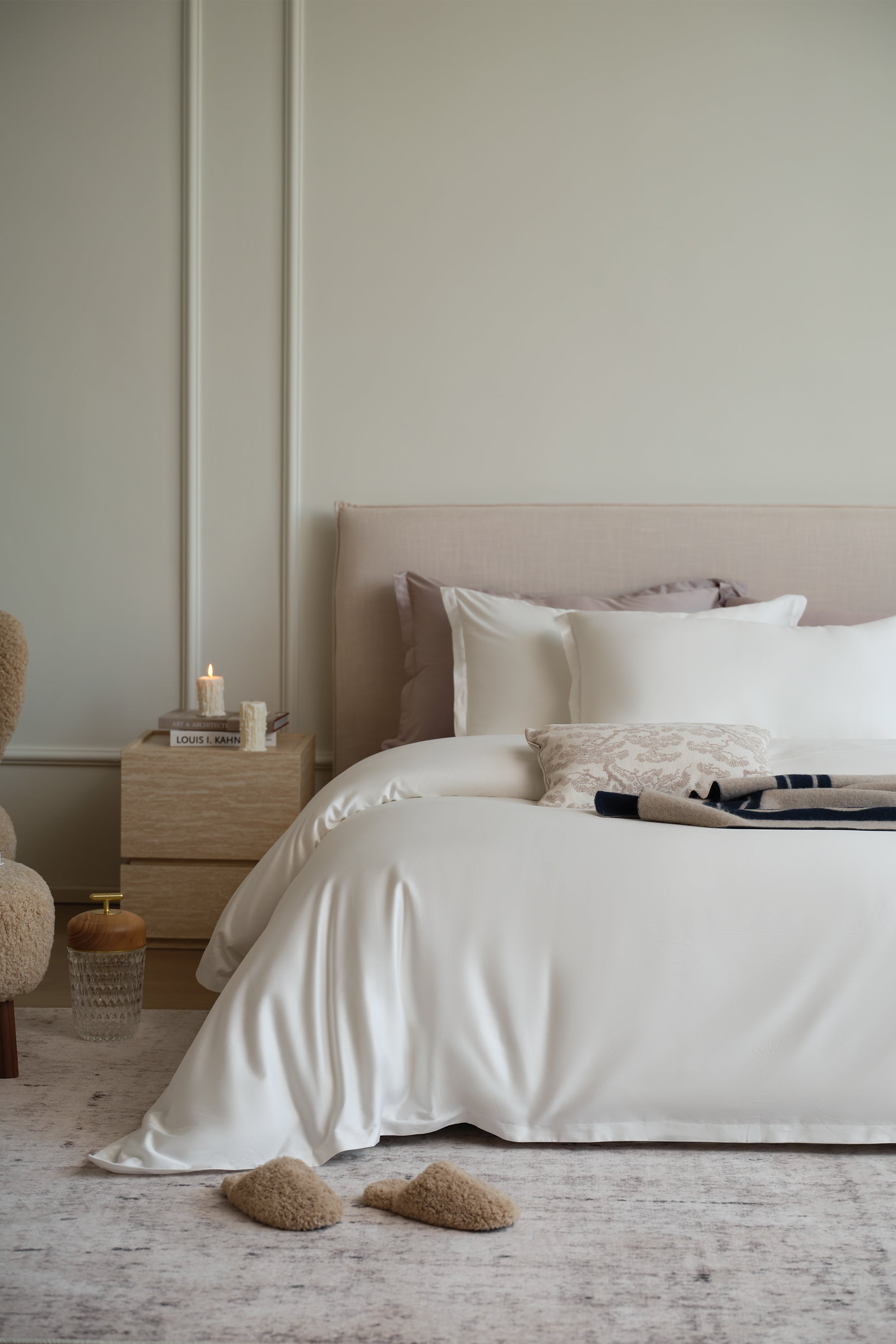 500TC Egyptian cotton sateen bedding - elegant white color
